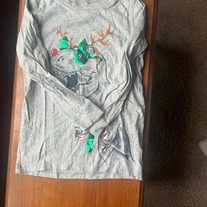 Carter's Gray Dinosaur Holiday Long Sleeve Tee
